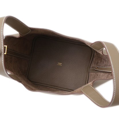 ピコタンロック MM 22 エトゥープ ゴールド金具 W刻印 ハンドバッグ