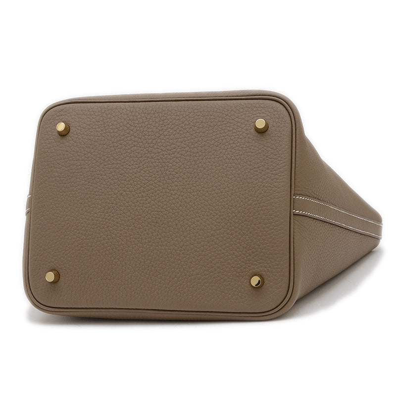 ピコタンロック MM 22 エトゥープ ゴールド金具 W刻印 ハンドバッグ