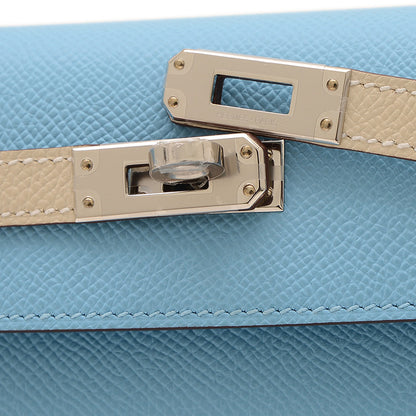 ケリー25 外縫い パーソナル エプソン セレステ/クレ シルバー金具 K刻印 ハンドバッグ