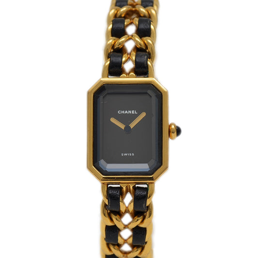 プルミエール レディース 黒文字盤 GP クォーツ H0001 Lサイズ 腕時計