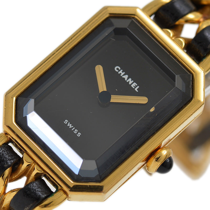 プルミエール レディース 黒文字盤 GP クォーツ H0001 Lサイズ 腕時計