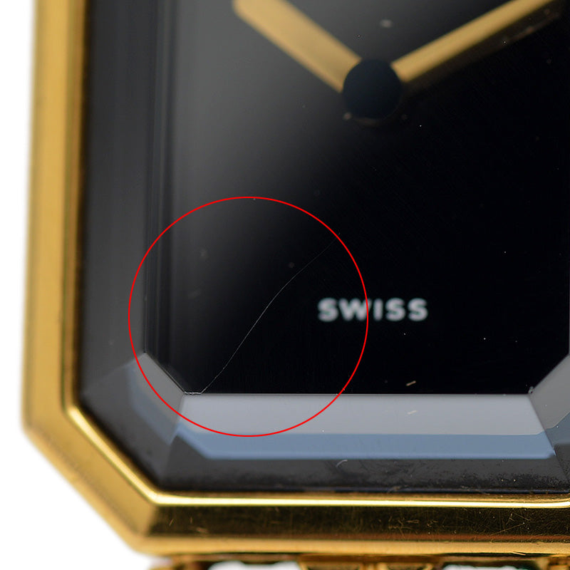 プルミエール レディース 黒文字盤 GP クォーツ H0001 Lサイズ 腕時計