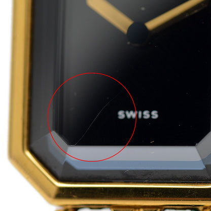 プルミエール レディース 黒文字盤 GP クォーツ H0001 Lサイズ 腕時計