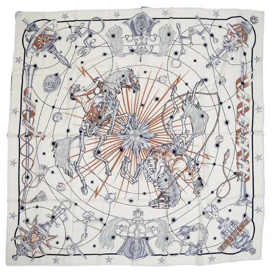 カレ140 ジェアン コーラス ステラルム ホワイト/マリン/ベージュローズ スカーフ