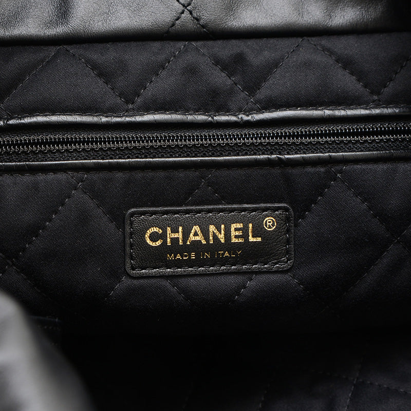シャネル22 チェーンショルダーバッグ カーフスキン ブラック ゴールド金具 AS3261 ショルダーバッグ