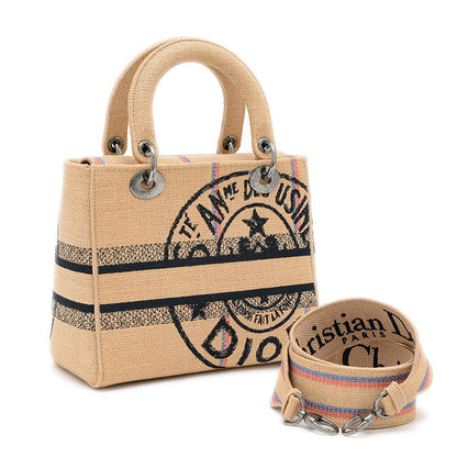 レディディオール LADY D-LITE ミディアム 2WAYバッグ ヘンプ ベージュ ハンドバッグ