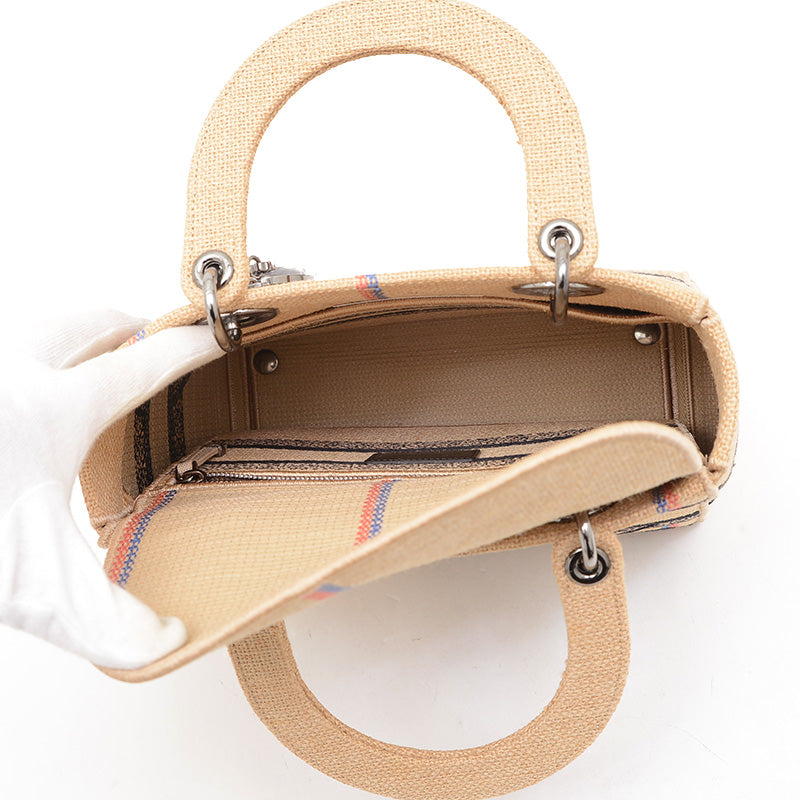 レディディオール LADY D-LITE ミディアム 2WAYバッグ ヘンプ ベージュ ハンドバッグ