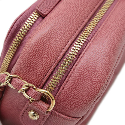 マトラッセ チェーンショルダー キャビアスキン パープル ゴールド金具 ショルダーバッグ