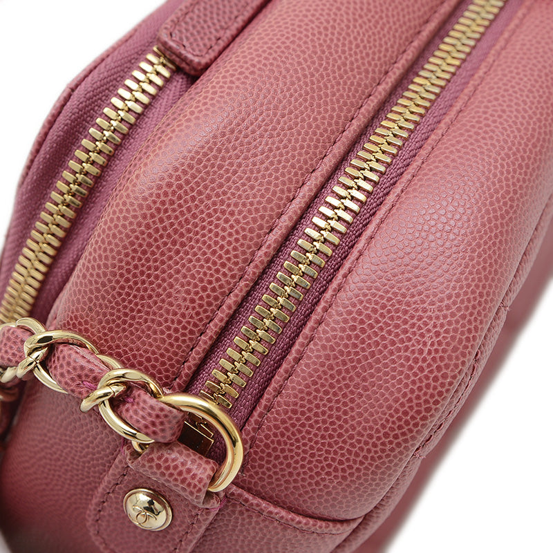 マトラッセ チェーンショルダー キャビアスキン パープル ゴールド金具 ショルダーバッグ