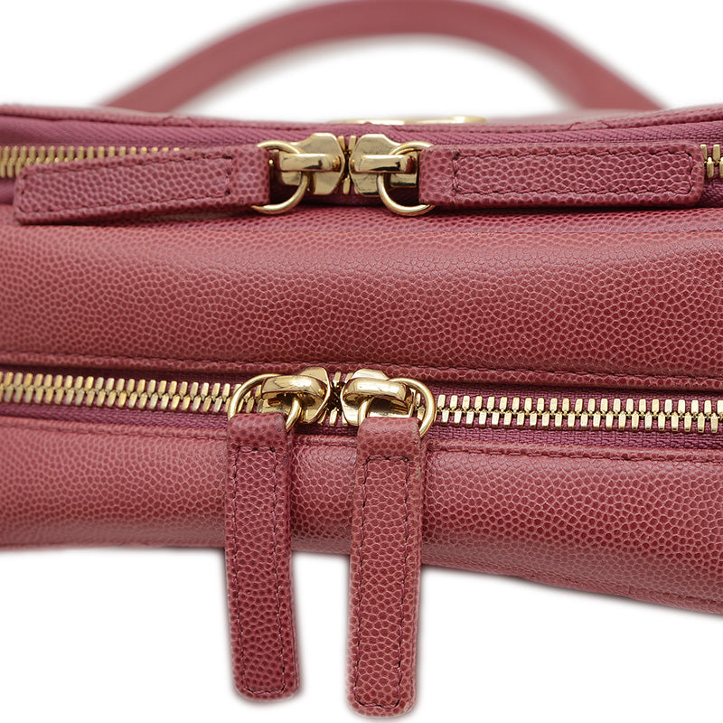 マトラッセ チェーンショルダー キャビアスキン パープル ゴールド金具 ショルダーバッグ