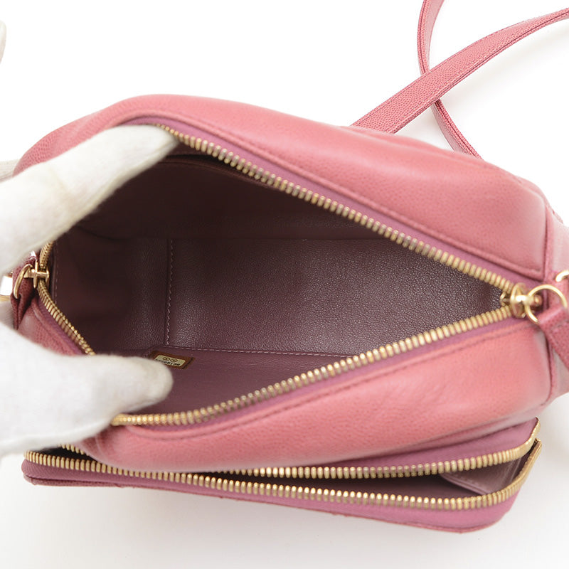 マトラッセ チェーンショルダー キャビアスキン パープル ゴールド金具 ショルダーバッグ