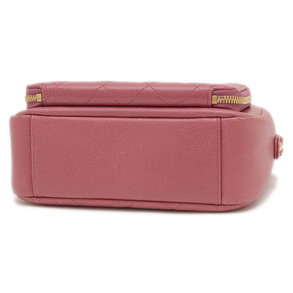 マトラッセ チェーンショルダー キャビアスキン パープル ゴールド金具 ショルダーバッグ