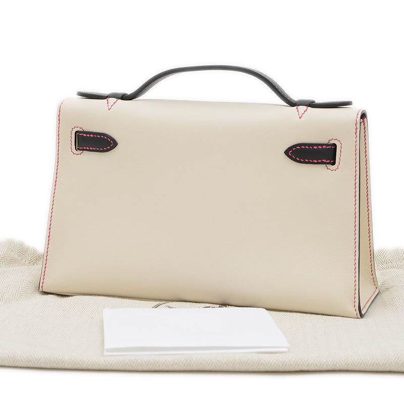 ポシェットケリー パーソナル スイフト クレ/ブラック ゴールド金具 W刻印 ハンドバッグ