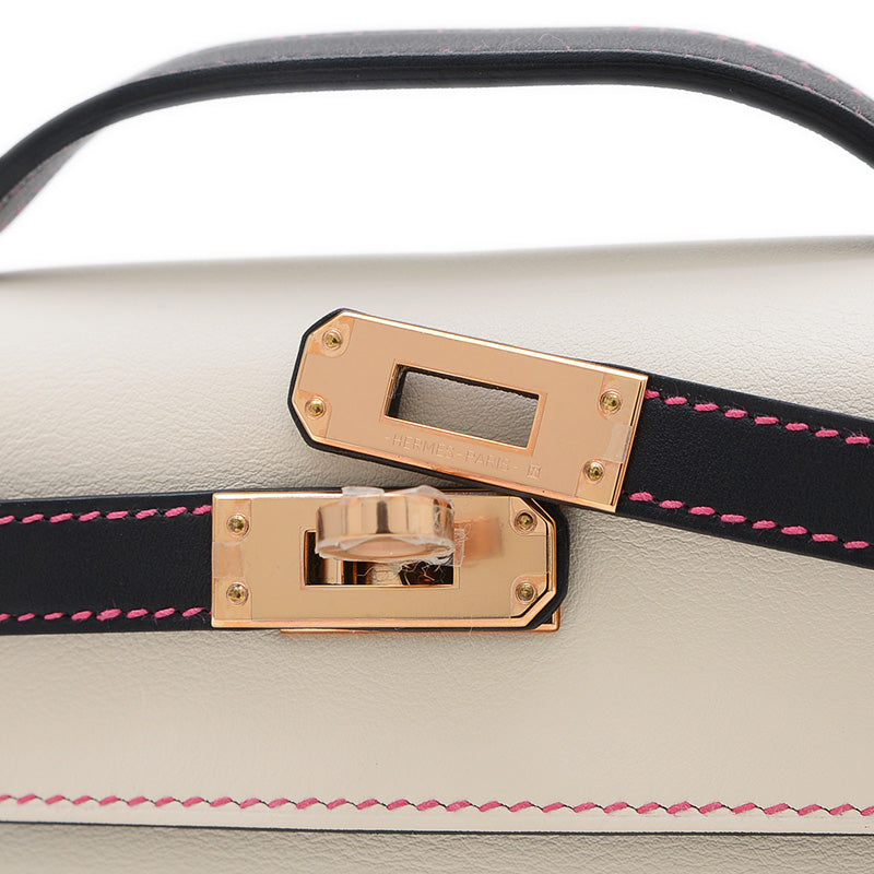 ポシェットケリー パーソナル スイフト クレ/ブラック ゴールド金具 W刻印 ハンドバッグ