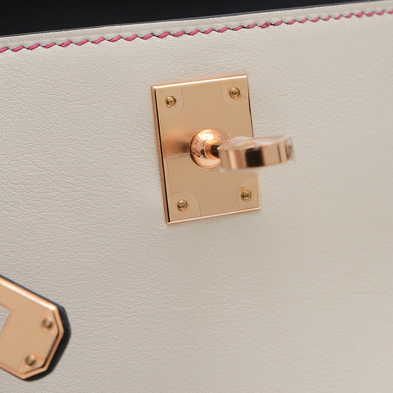 ポシェットケリー パーソナル スイフト クレ/ブラック ゴールド金具 W刻印 ハンドバッグ