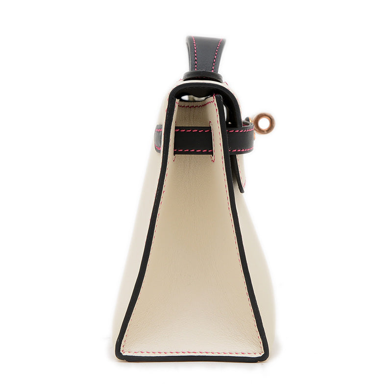 ポシェットケリー パーソナル スイフト クレ/ブラック ゴールド金具 W刻印 ハンドバッグ