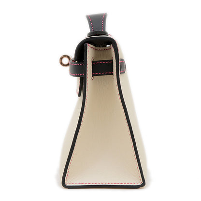 ポシェットケリー パーソナル スイフト クレ/ブラック ゴールド金具 W刻印 ハンドバッグ