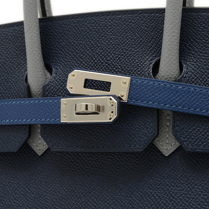 バーキン25 トリコロール エプソン ブルーアビス/ブルータイ/グリパンタン K刻印 ハンドバッグ