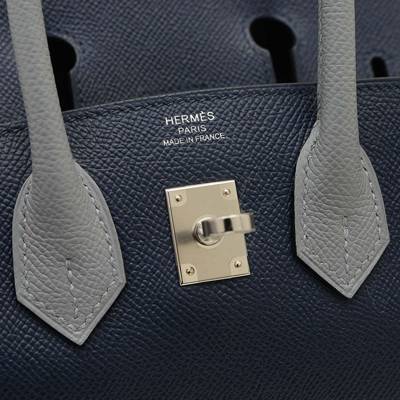 バーキン25 トリコロール エプソン ブルーアビス/ブルータイ/グリパンタン K刻印 ハンドバッグ