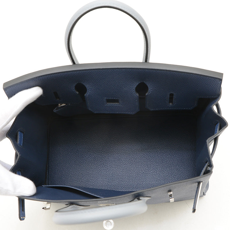 バーキン25 トリコロール エプソン ブルーアビス/ブルータイ/グリパンタン K刻印 ハンドバッグ