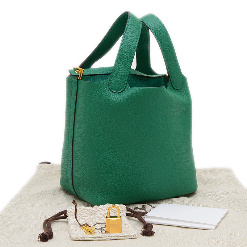 ピコタンロック PM 18 トリヨン ヴェールヴェルティゴ　ゴールド金具 W刻印 ハンドバッグ