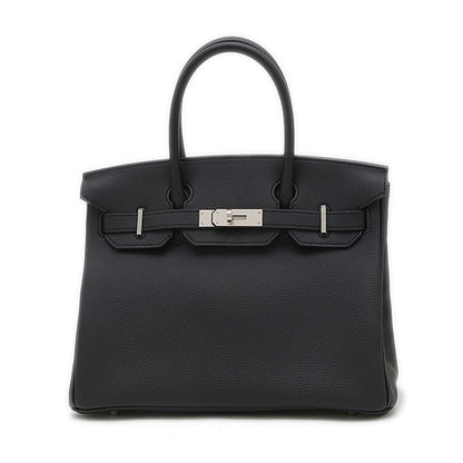 バーキン30 トゴ ブラック マットシルバー金具 K刻印 ハンドバッグ