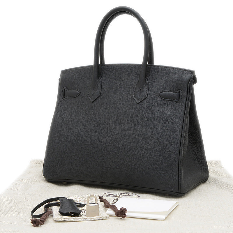 バーキン30 トゴ ブラック マットシルバー金具 K刻印 ハンドバッグ