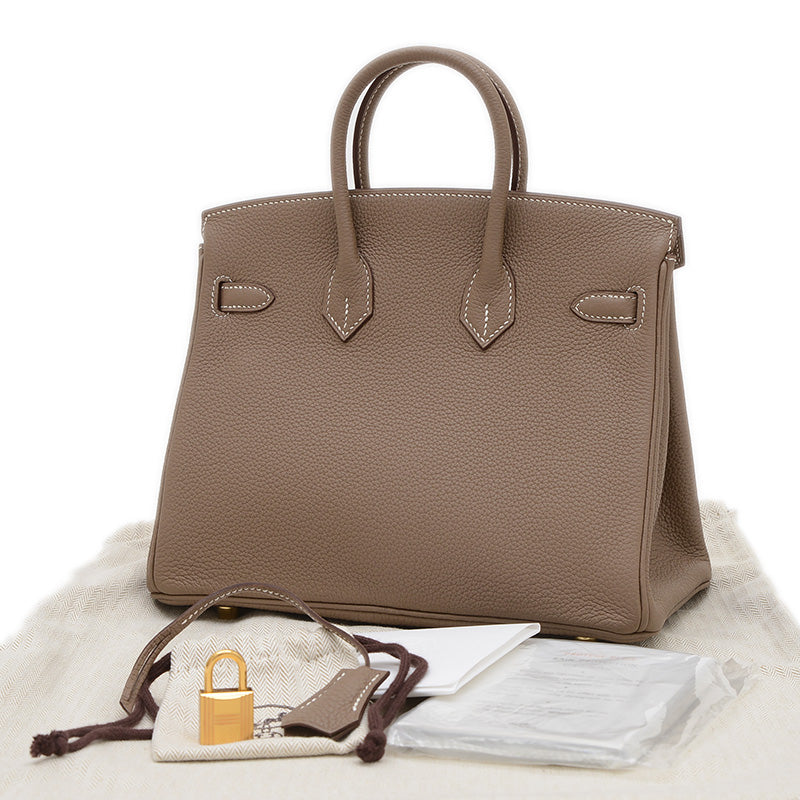 バーキン25 トゴ エトゥープ ゴールド金具 D刻印 ハンドバッグ