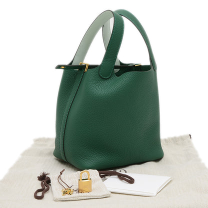 ピコタンロック PM 18 エクラ トリヨン ヴェールモワイアン ゴールド金具 K刻印 ハンドバッグ