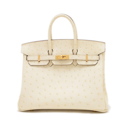 バーキン25 オーストリッチ ナタ ゴールド金具 U刻印 ハンドバッグ