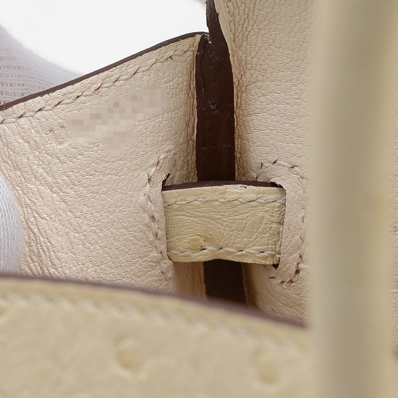 バーキン25 オーストリッチ ナタ ゴールド金具 U刻印 ハンドバッグ