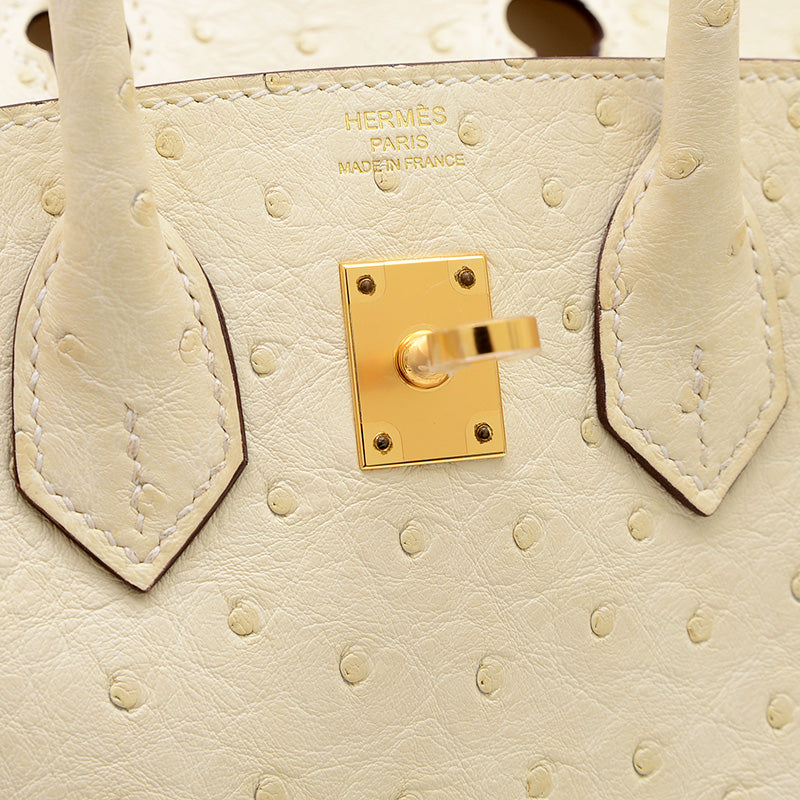 バーキン25 オーストリッチ ナタ ゴールド金具 U刻印 ハンドバッグ