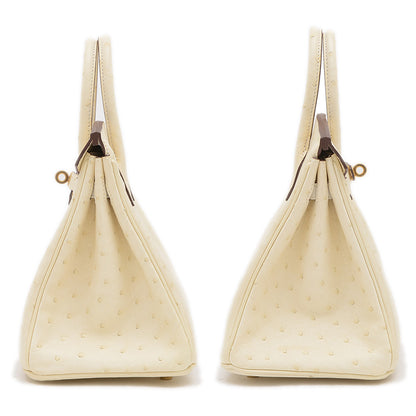 バーキン25 オーストリッチ ナタ ゴールド金具 U刻印 ハンドバッグ