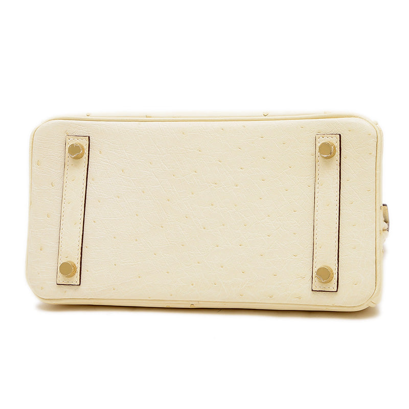 バーキン25 オーストリッチ ナタ ゴールド金具 U刻印 ハンドバッグ