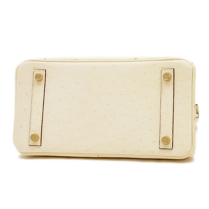 バーキン25 オーストリッチ ナタ ゴールド金具 U刻印 ハンドバッグ