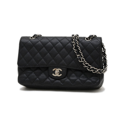 マトラッセ 25 ダブルチェーンショルダー キャビアスキン ブラック A01112 ショルダーバッグ