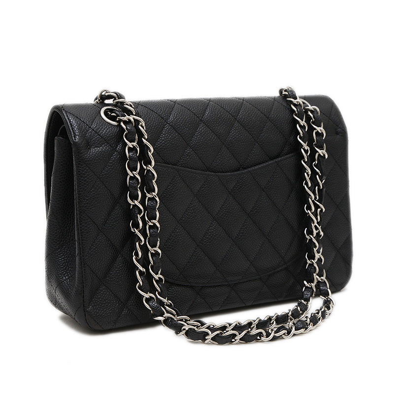 マトラッセ 25 ダブルチェーンショルダー キャビアスキン ブラック A01112 ショルダーバッグ