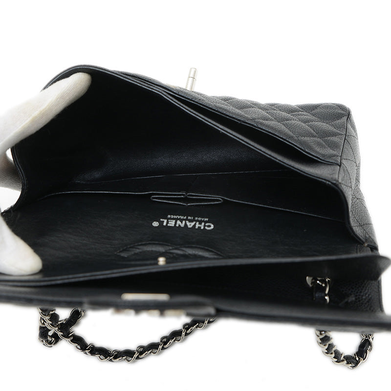 マトラッセ 25 ダブルチェーンショルダー キャビアスキン ブラック A01112 ショルダーバッグ