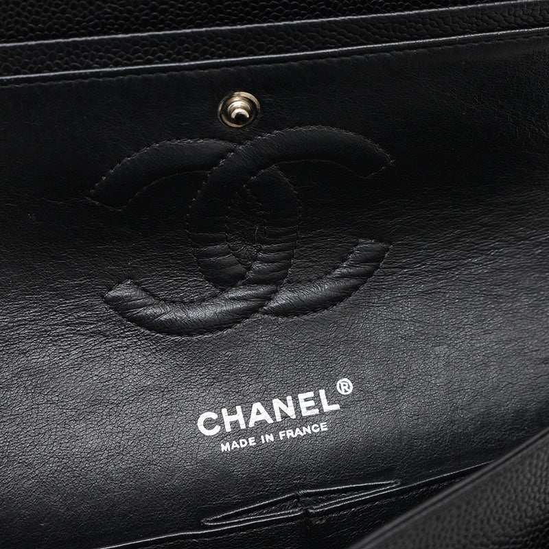 マトラッセ 25 ダブルチェーンショルダー キャビアスキン ブラック A01112 ショルダーバッグ