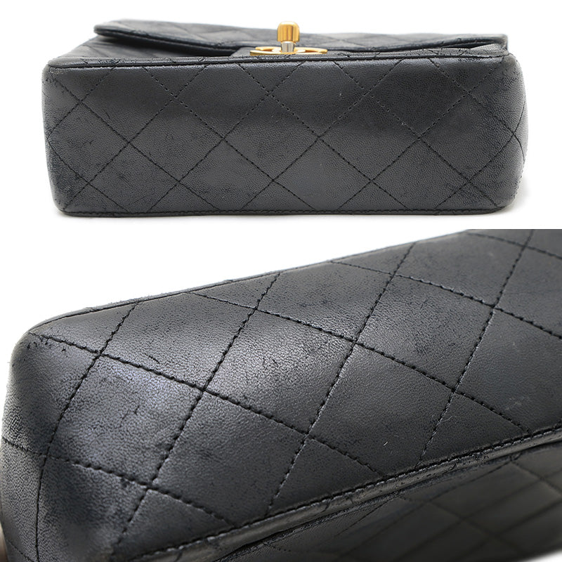 ミニマトラッセ 18 チェーンショルダー ラムスキン ブラック ゴールド金具 A01115 ショルダーバッグ