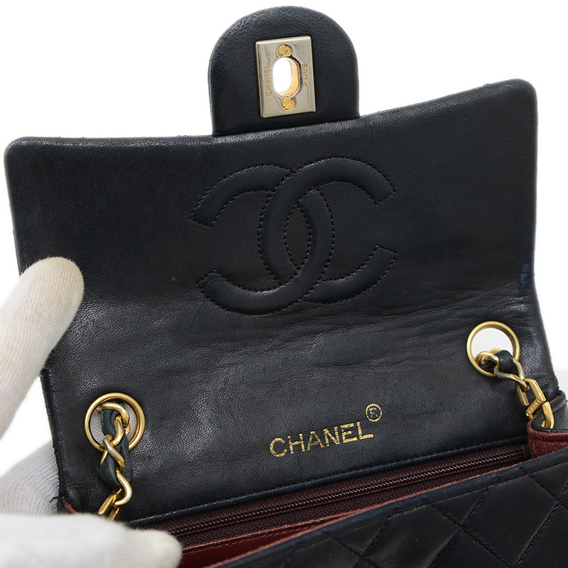 ミニマトラッセ 18 チェーンショルダー ラムスキン ブラック ゴールド金具 A01115 ショルダーバッグ