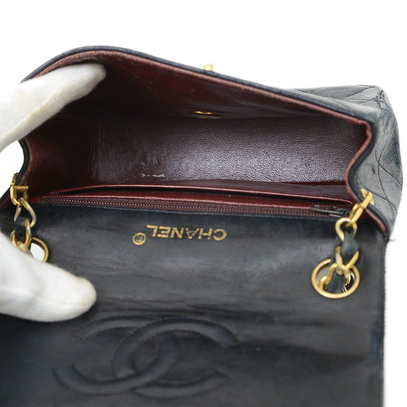 ミニマトラッセ 18 チェーンショルダー ラムスキン ブラック ゴールド金具 A01115 ショルダーバッグ