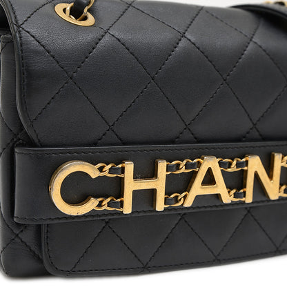 マトラッセ ロゴ チェーンショルダー ラムスキン ブラック ゴールド金具 AS4190 ショルダーバッグ