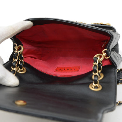 マトラッセ ロゴ チェーンショルダー ラムスキン ブラック ゴールド金具 AS4190 ショルダーバッグ