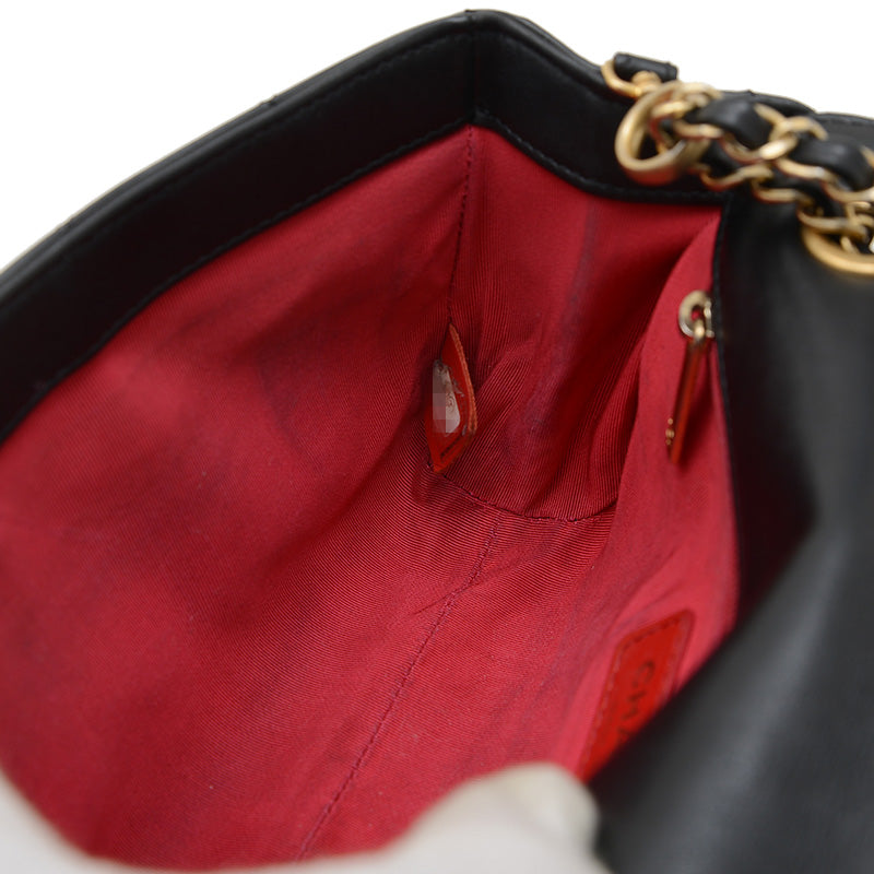 マトラッセ ロゴ チェーンショルダー ラムスキン ブラック ゴールド金具 AS4190 ショルダーバッグ