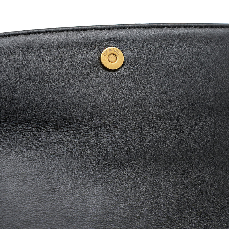 マトラッセ ロゴ チェーンショルダー ラムスキン ブラック ゴールド金具 AS4190 ショルダーバッグ