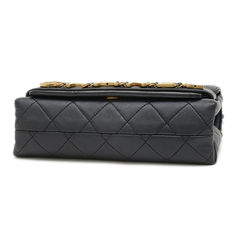 マトラッセ ロゴ チェーンショルダー ラムスキン ブラック ゴールド金具 AS4190 ショルダーバッグ