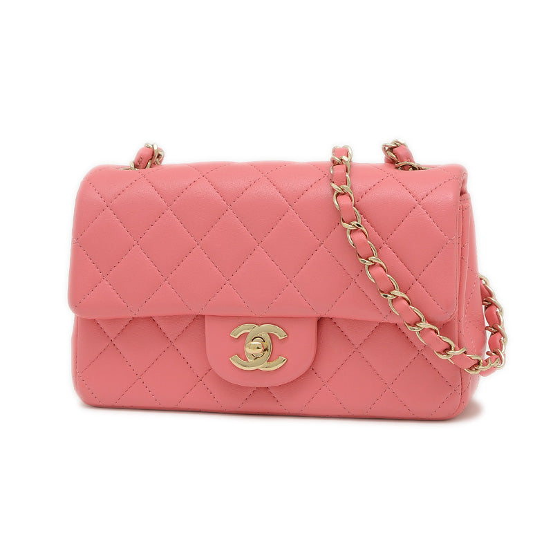 ミニマトラッセ 20 チェーンショルダー ラムスキン ピンク ゴールド金具 A69900 ショルダーバッグ