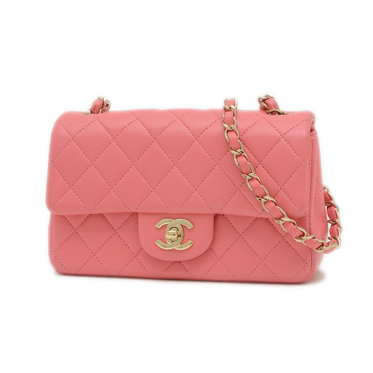 ミニマトラッセ 20 チェーンショルダー ラムスキン ピンク ゴールド金具 A69900 ショルダーバッグ