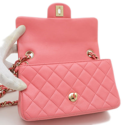 ミニマトラッセ 20 チェーンショルダー ラムスキン ピンク ゴールド金具 A69900 ショルダーバッグ